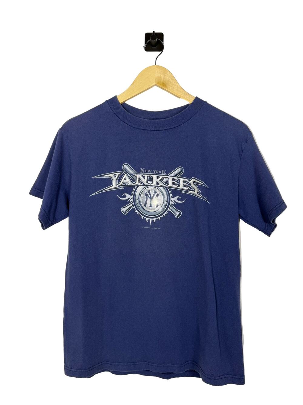 New York Yankees Shirt Flame Short Sleeve 2004 Lee Sport Youth L Vintage Y2K